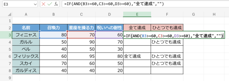 IF関数AND関数