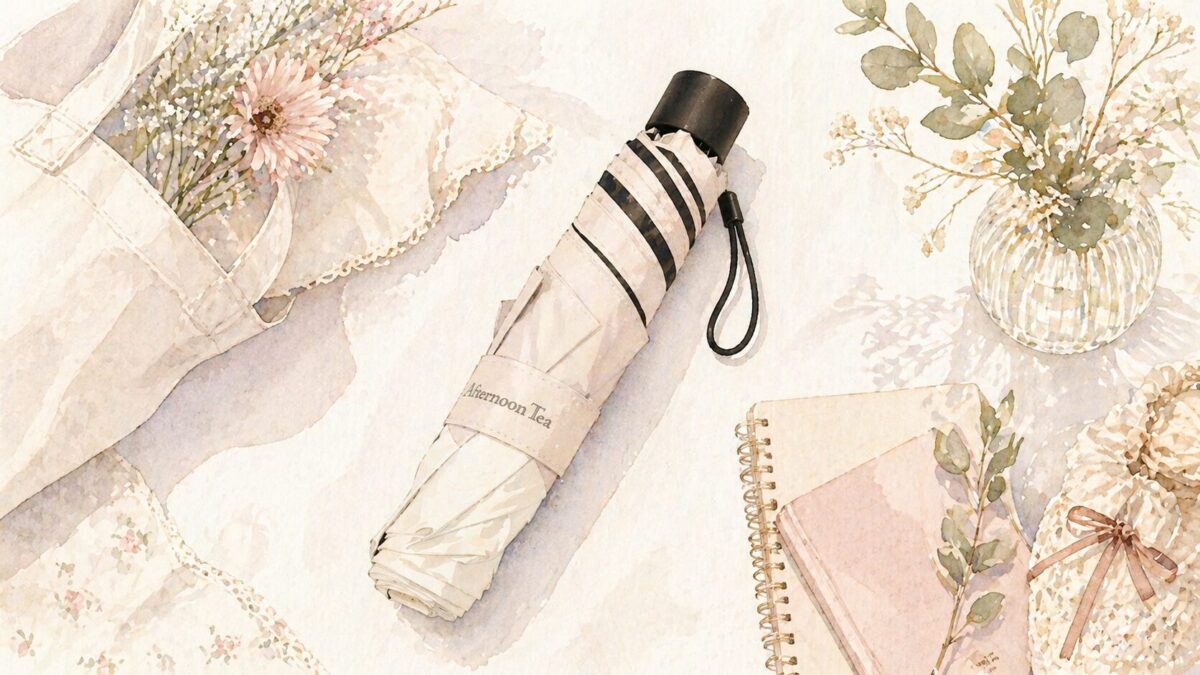 アフタヌーンティーリビングの日傘（UVカット折りたたみ傘）イラスト